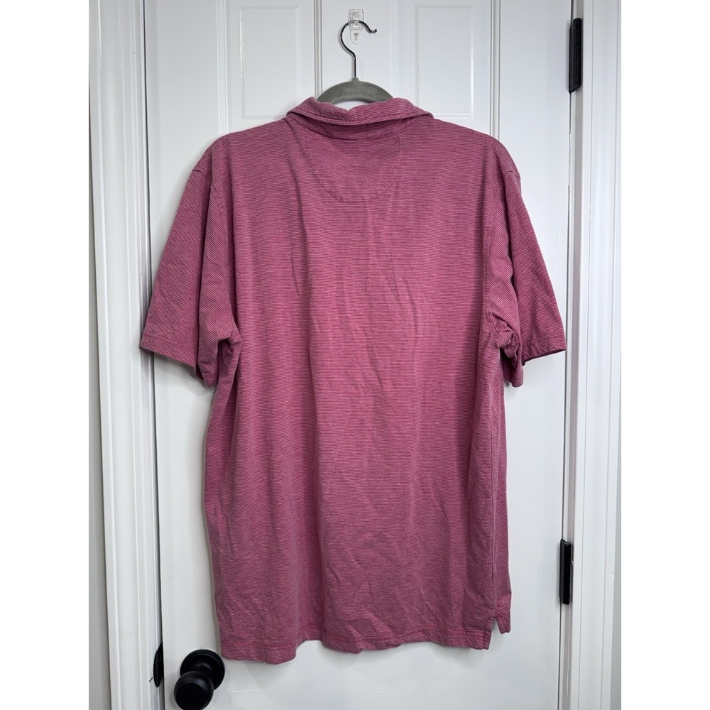 Peter Millar Polo Shirt Mens Large Pink Striped Pima Cotton Silk Golf Casual - Picture 6 of 8